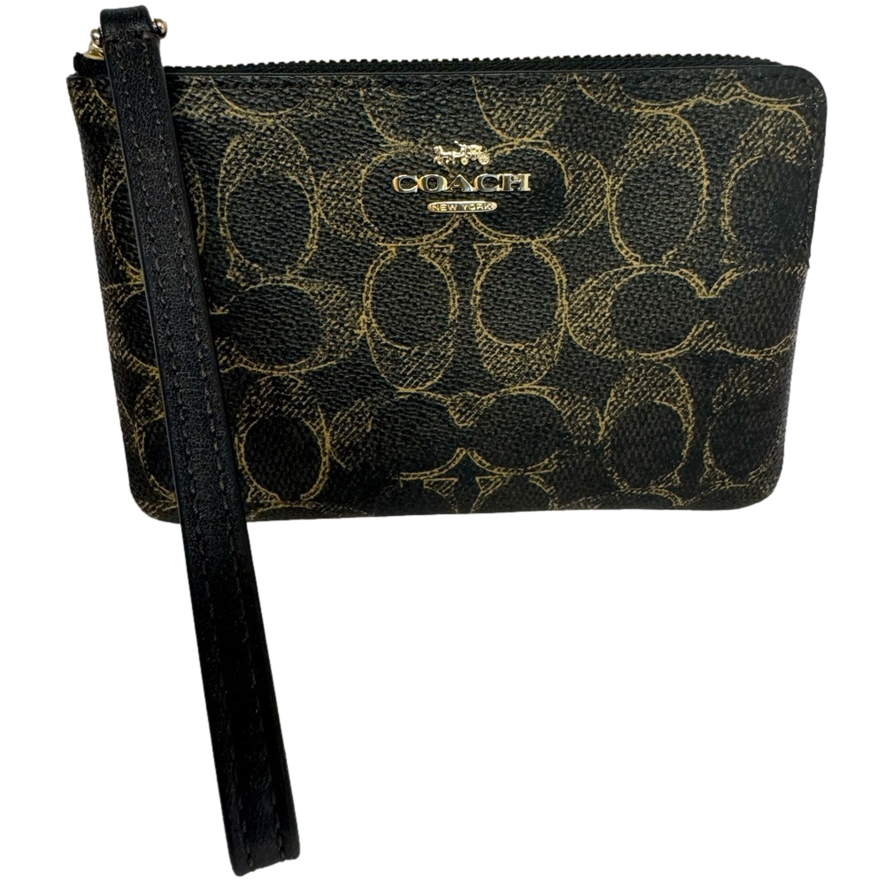 #231 Coach NWT Faded Signature Corner Zip Wristlet